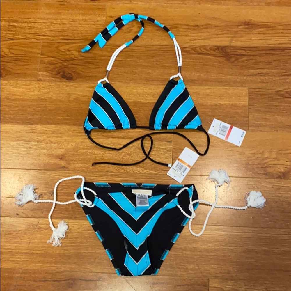 Micheal Kors Bikini Rugby Aqua /blue top XS /S NWT